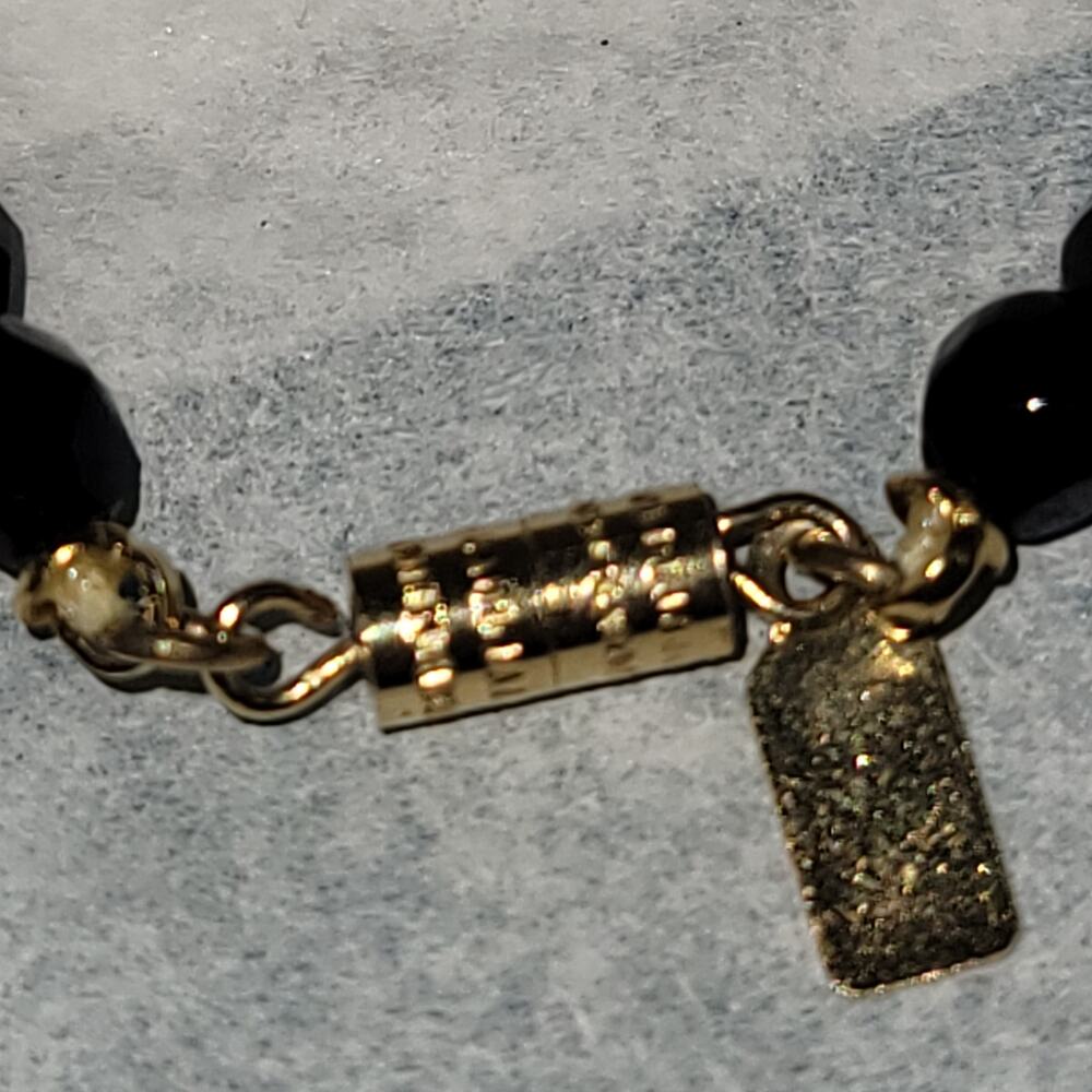 Vintage black bead goldtone necklace Costume Jewelry Fashion Icon BE DIFFERENT - Picture 7 of 8